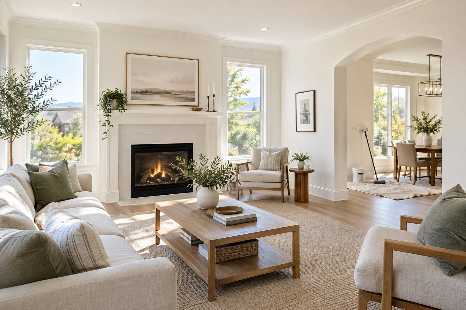 Illustrative image of a freshly painted residential living room
